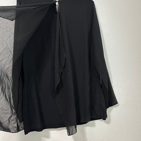 Soft Surroundings Belvedere Tunic Blouse Women’s Medium Black Sheer Sleeve - Picture 9 of 10